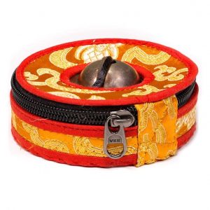 Tibetan cymbal holder, orange/red 7.5cm