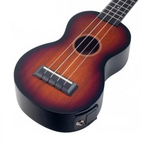 Alternative view of Ukulele Soprano Java, with pickup, Mahalo