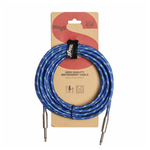 Stagg Instrument Cable 6m Vintage Tweed Style Blue