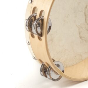 Alternative view of Wooden Tambourine with Skin, 9", 12 Jingles, Natural